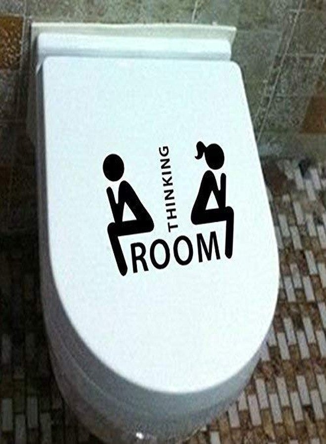Techgifti™ Thinking Room Toilet/Bathroom Door Sign Sticker Vinyl Cartoons Wall Door Toilet Seat Sticker, Black - Image 2